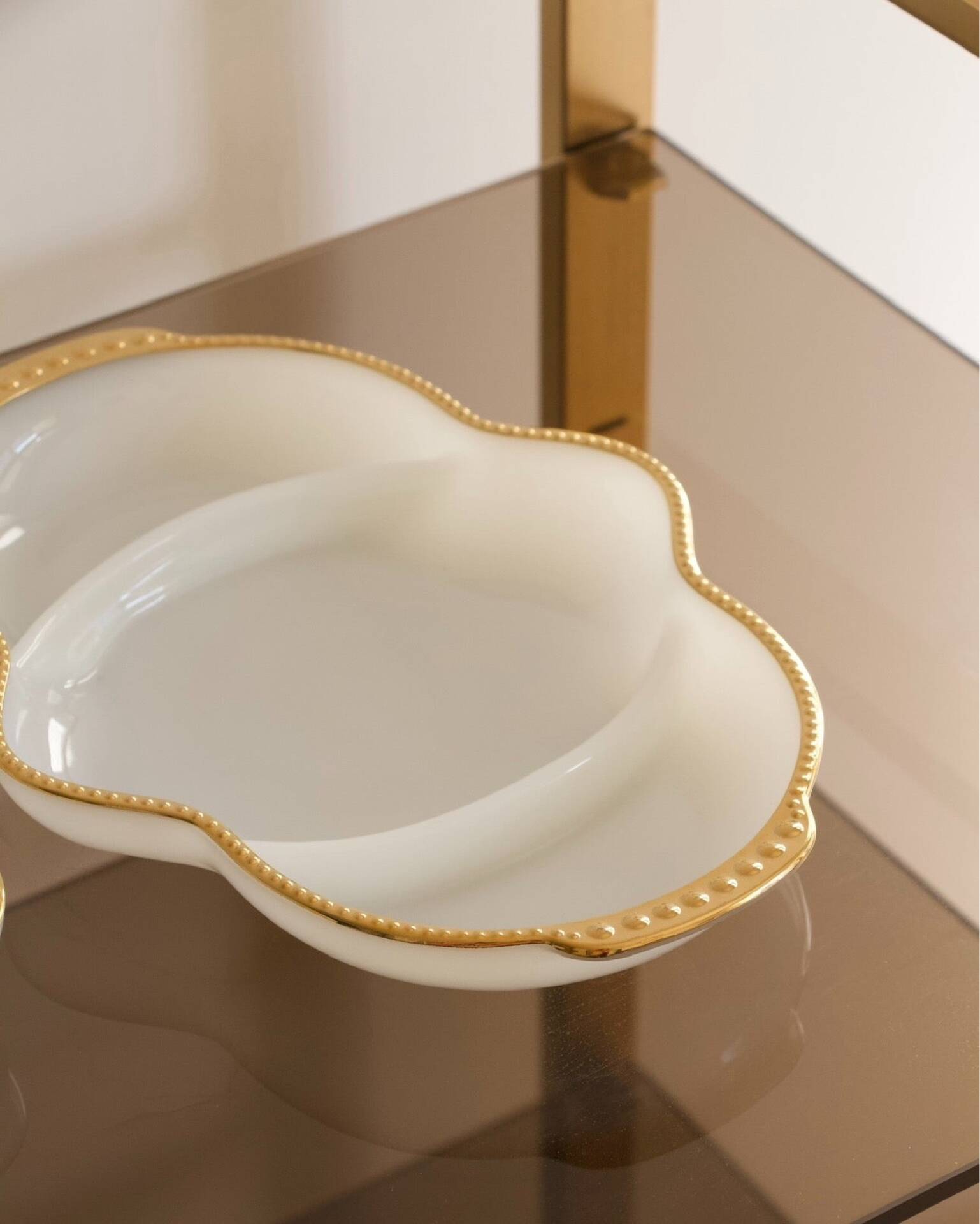 Pair of opaline serving dishes, USA, King Fire, 50s-60s