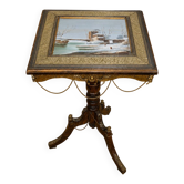 Napoleon III guéridon table with a painted porcelain top.