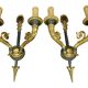 Pair of large Restoration style wall sconces from Lucien GAU - bronze