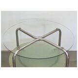 Table d’appoint en métal chrome et verre