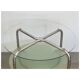 Table d'appoint en métal chrome et verre