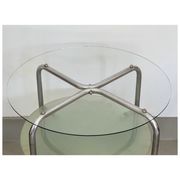 Table d'appoint en métal chrome et verre