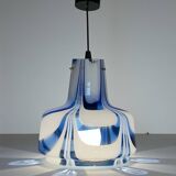 Vintage 1970s Italian Murano suspension light in ribbed glass.