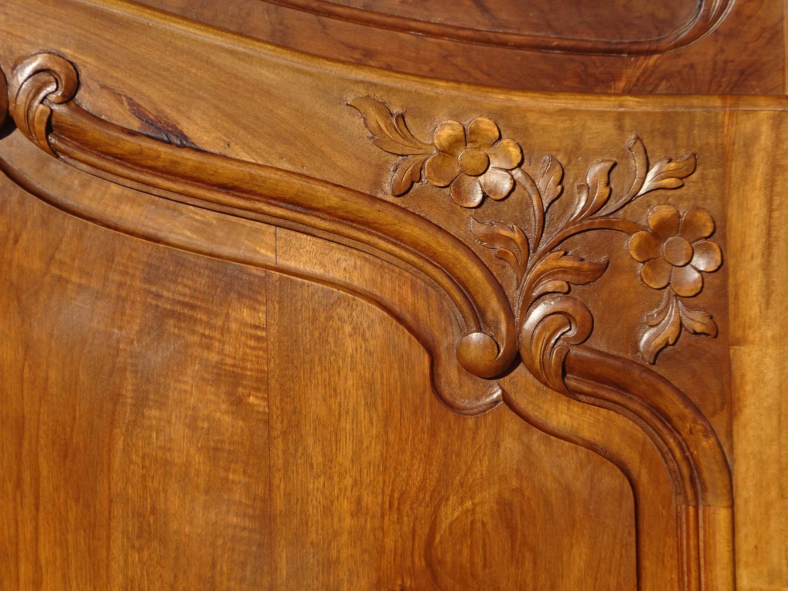 solid walnut wardrobe in Louis XV style