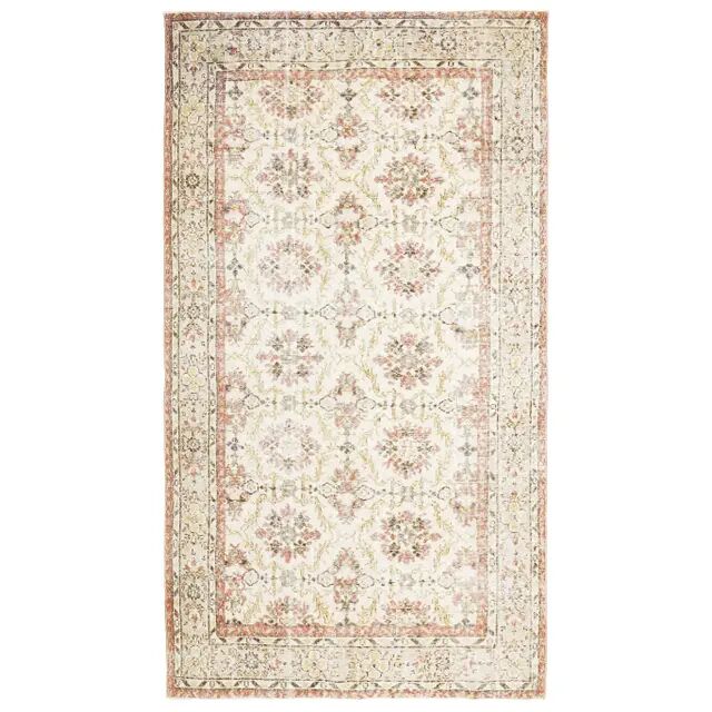 Vintage Turkish Hand-Knotted Wool Cotton Beige Area Rug 169x304