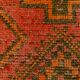 Brick Red Geometric Style Turkish Oushak Runner Rug, 90x340 Cm