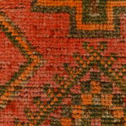 Brick Red Geometric Style Turkish Oushak Runner Rug, 90x340 Cm