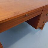 Double-sided executive desk sled legs vintage Scandinavian style in teak from the 60s
