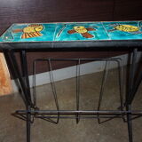 Wrought iron ceramic magazine holder with top from the 1950s - 1960s