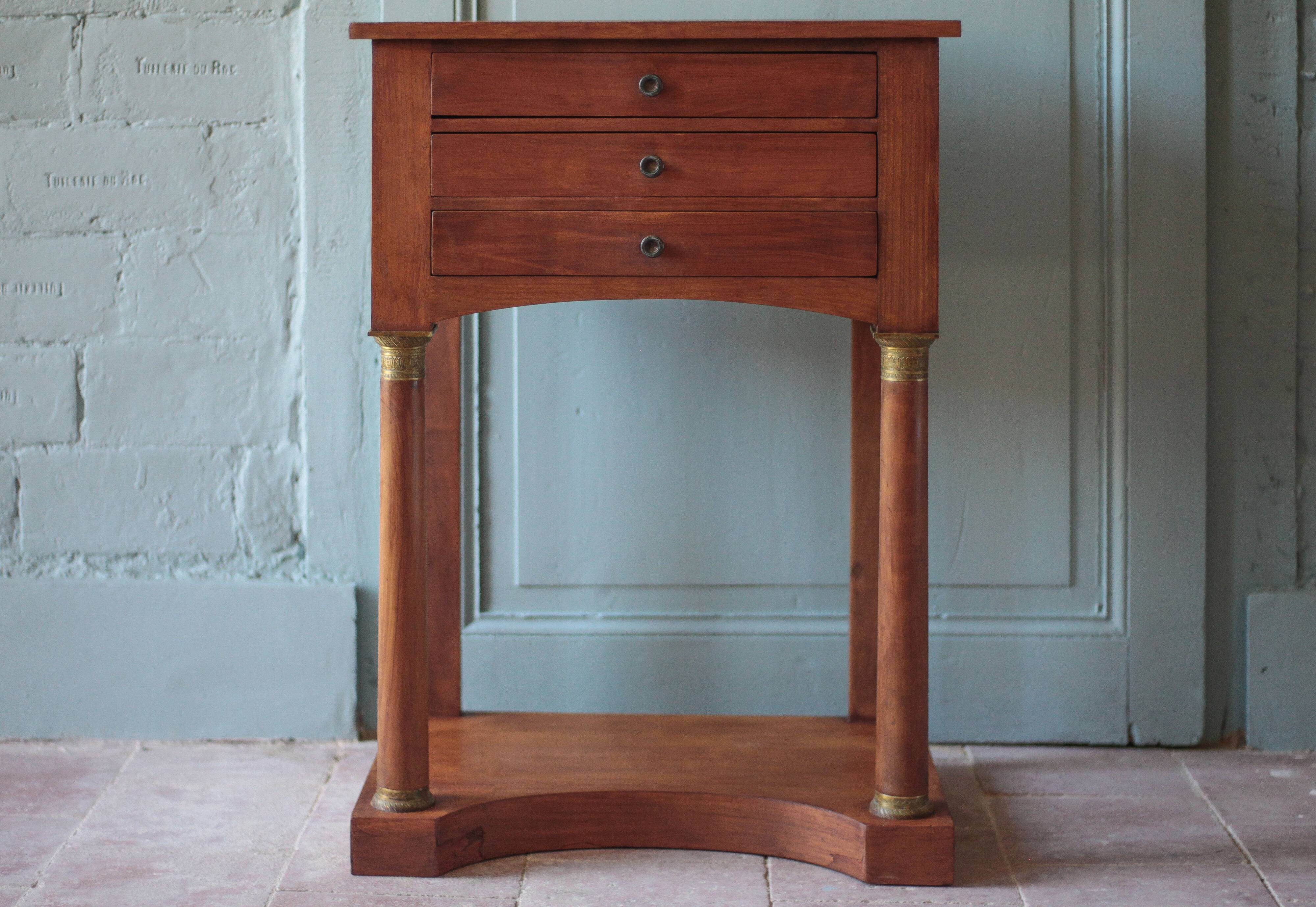 Bedside table or console in Empire style, drawer unit, end table.