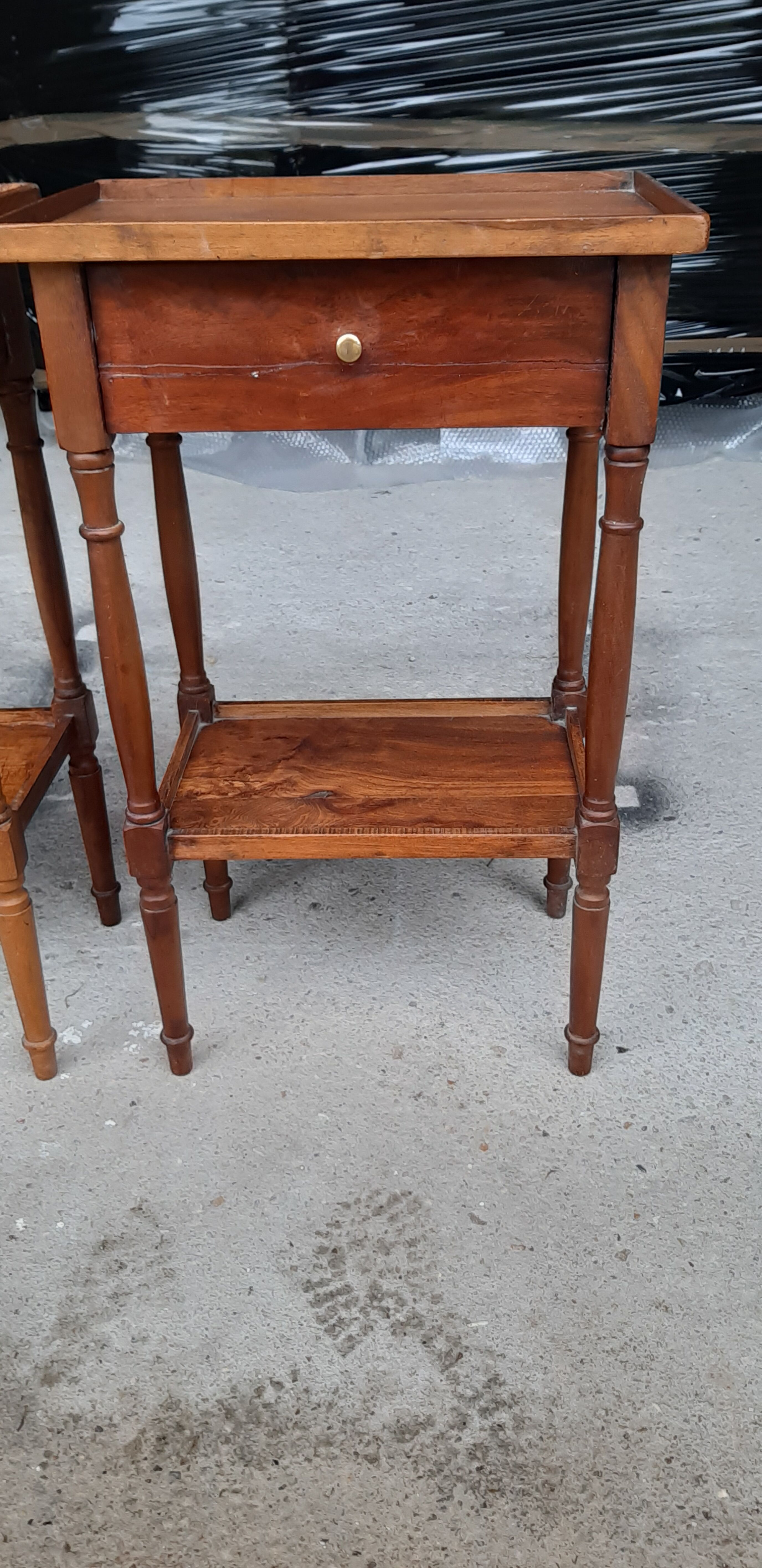 Pair of bedside tables in walnut 19th
