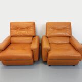 Paire de fauteuils lounge vintage en cuir des années 60 70