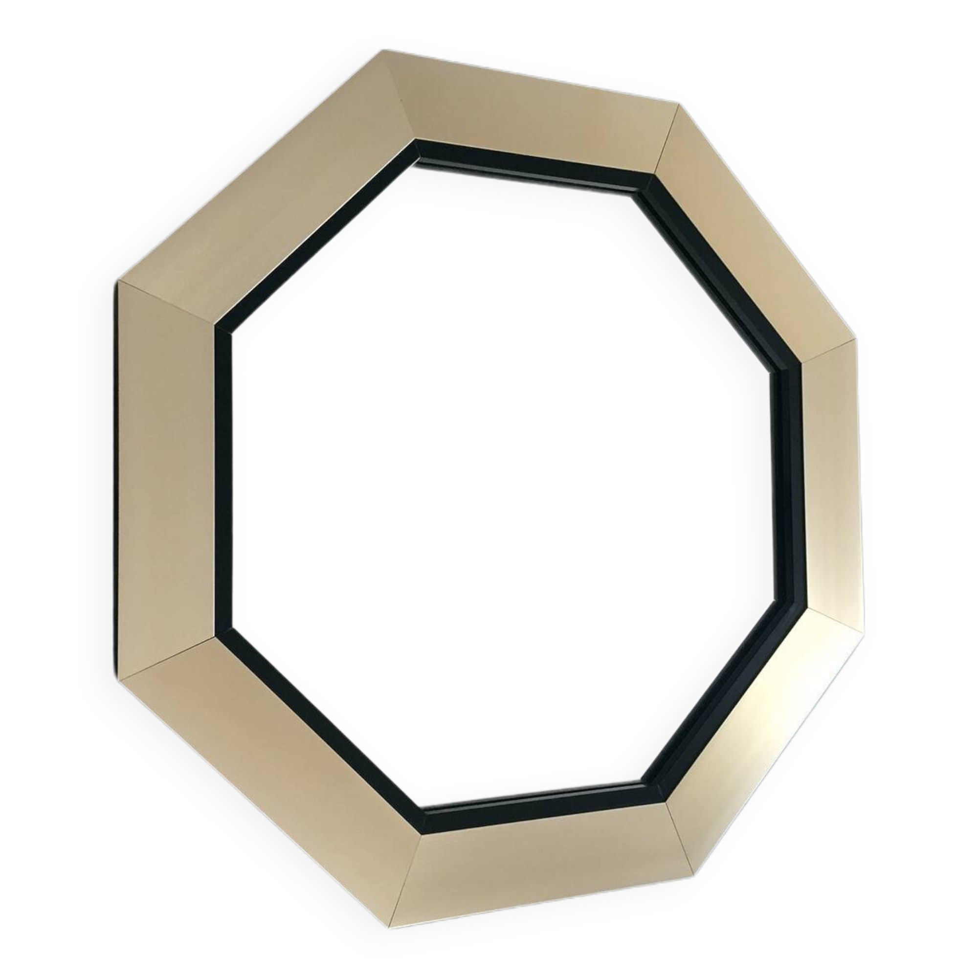 Octagonal satin gold stainless steel mirror 1970