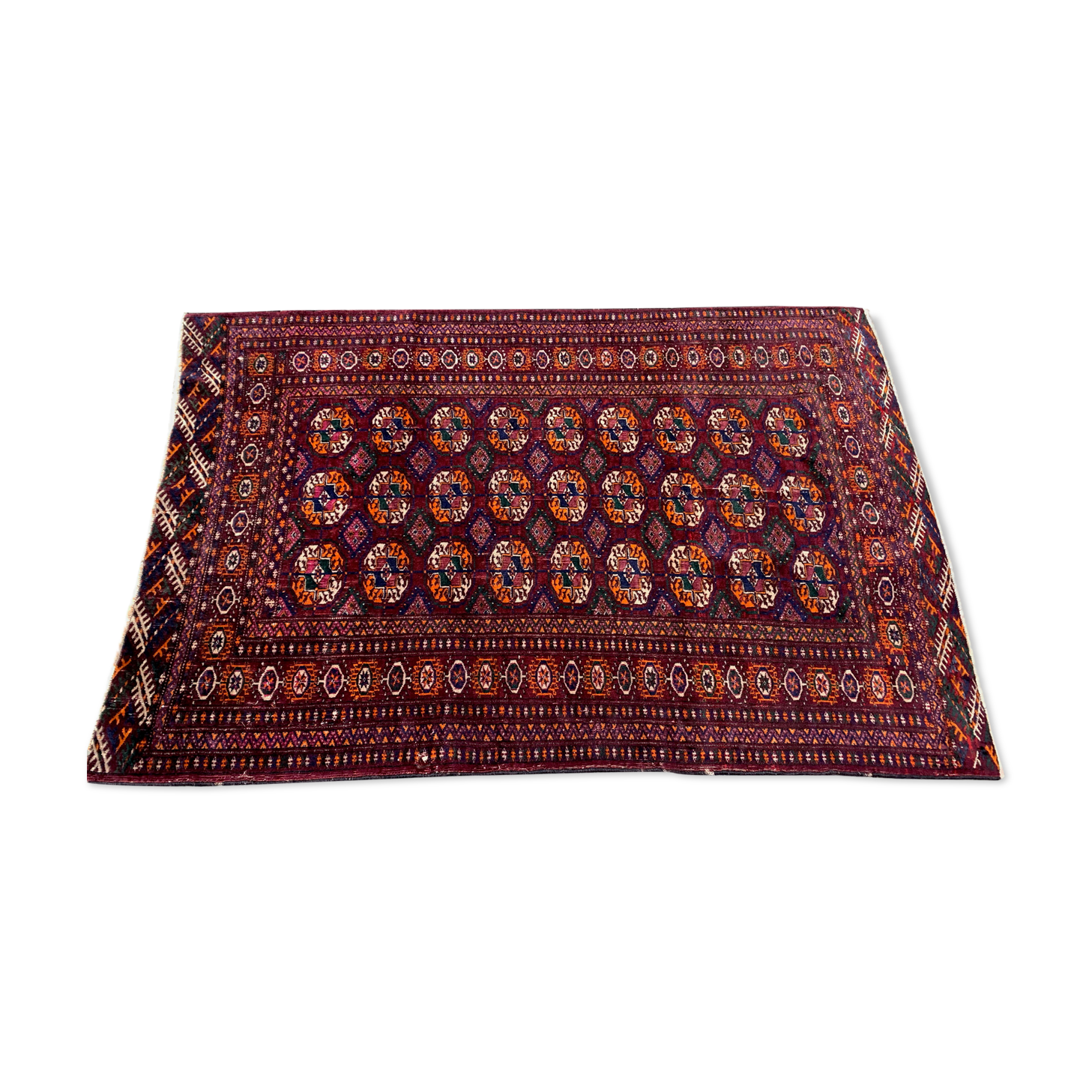 Antique turkmen tekke rug, 144x97 cm turkoman bokhara red black beige