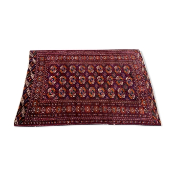 Tapis tekke turkmène antique, 144x97 cm turkmène bokhara rouge noir beige