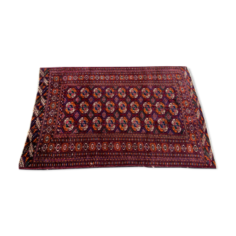 Tapis tekke turkmène antique, 144x97 cm turkmène bokhara rouge noir beige
