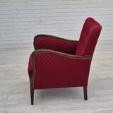 1950s, Danish design, armchair, original condition, red cotton-wool fabric.