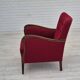 1950s, Danish design, armchair, original condition, red cotton-wool fabric.