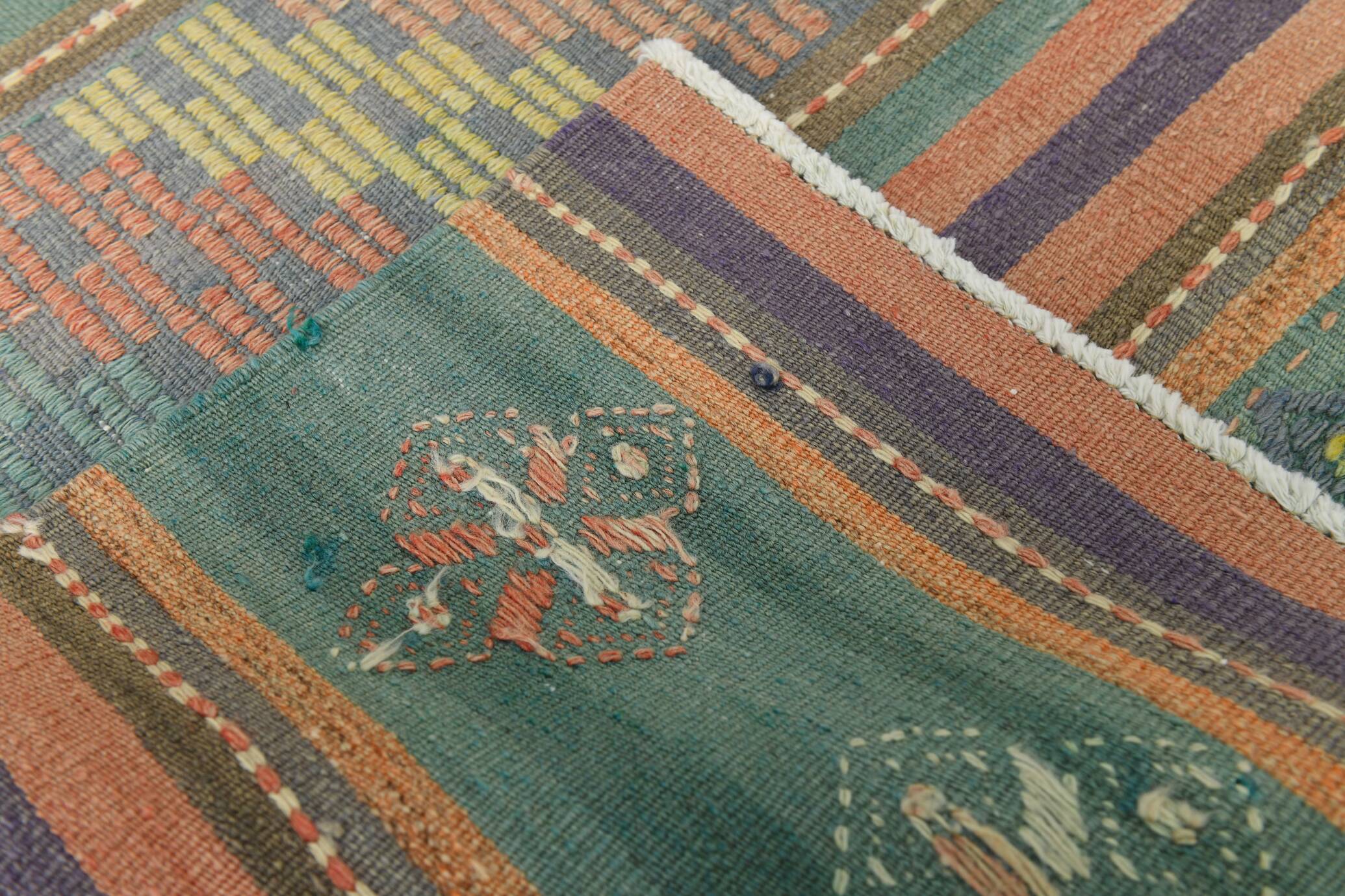 6x9 Kilim Mint Green Vintage Kilim Rug, Living Room Rug, 172x274 Cm