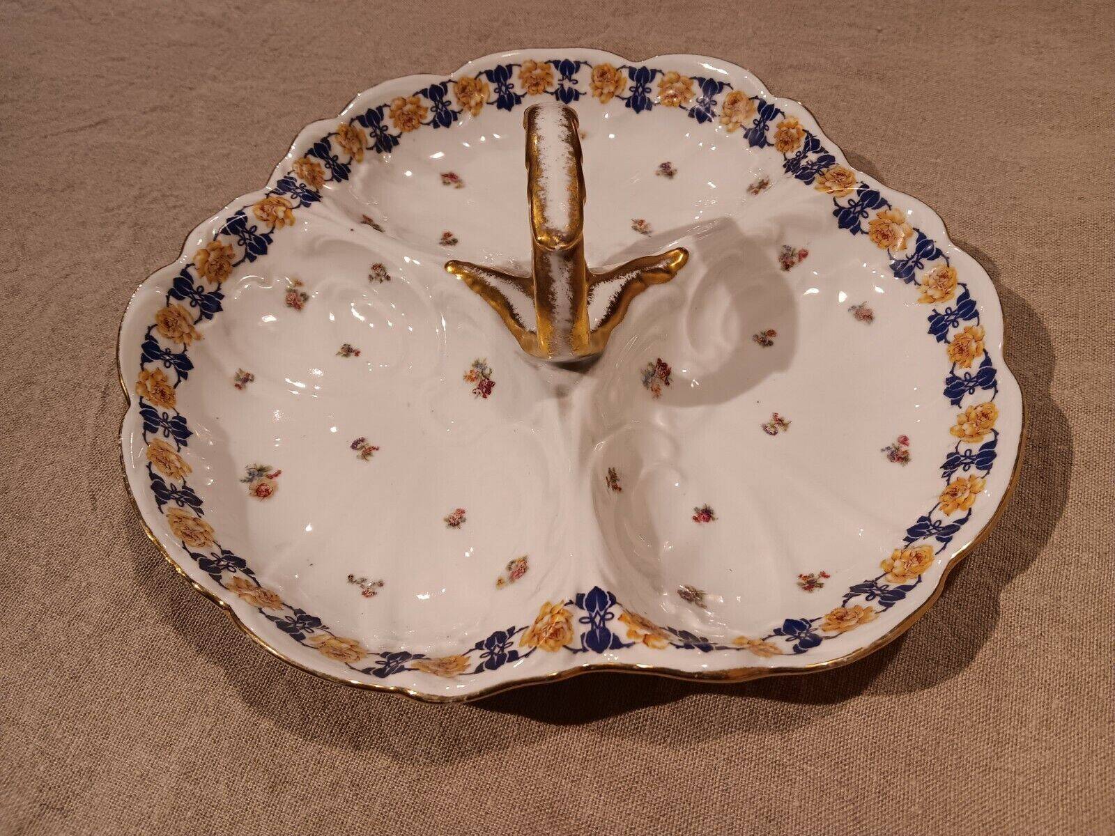 Beggar servant in Limoges JC porcelain floral decoration with roses