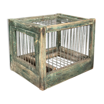 Old wooden and steel bird cage