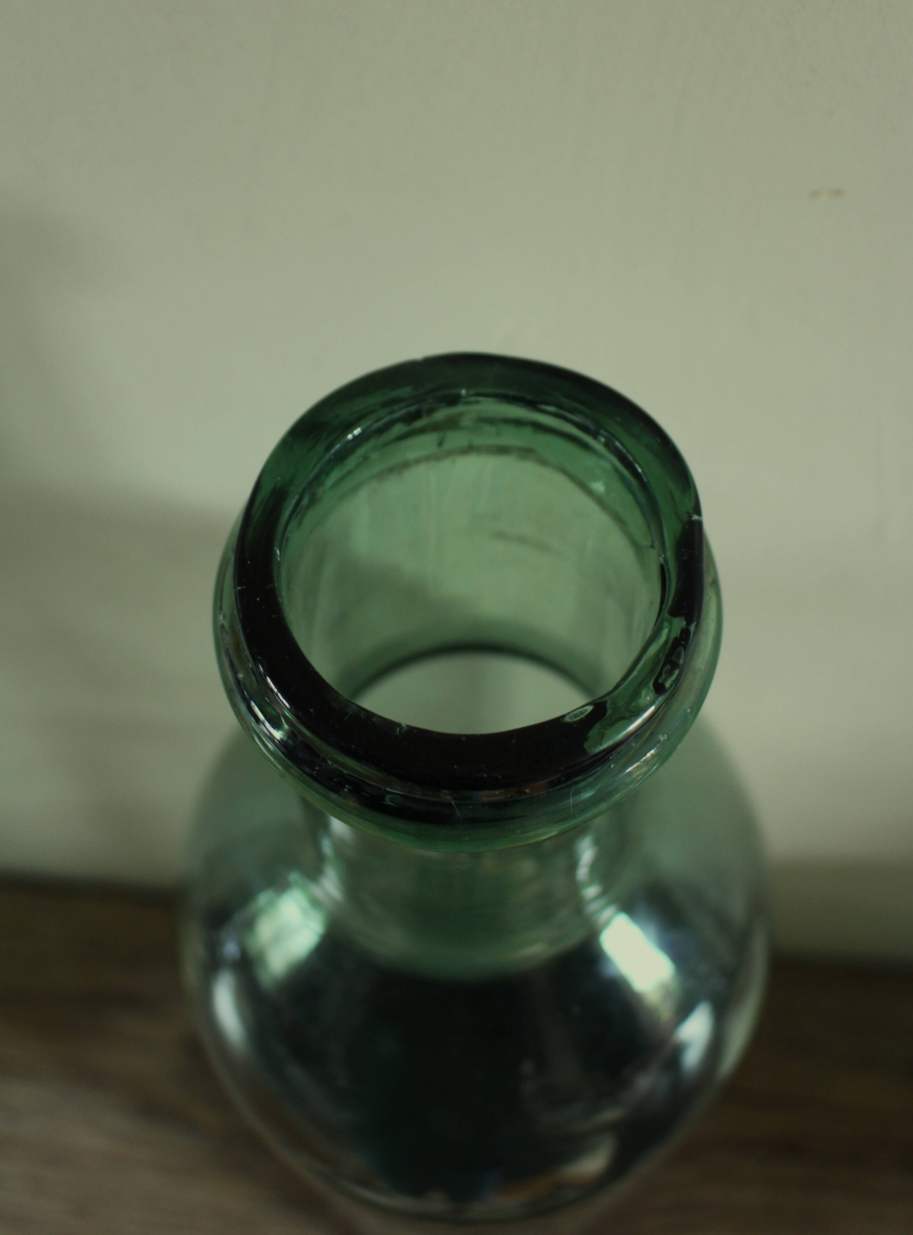 Green Glass Bottle Large Flask Vase