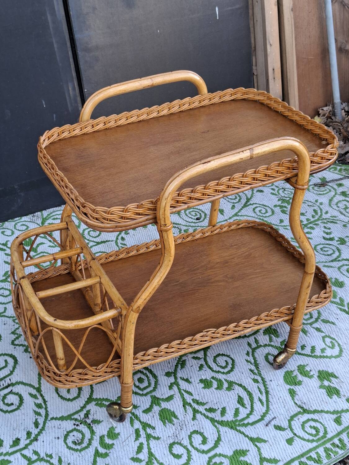 Bamboo serving cart