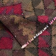 Turkish Burgundy & Brown Kilim Runner Rug, 80x342Cm