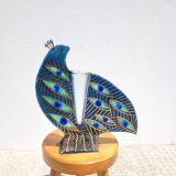 Peacock blue vase in laminated glass