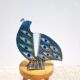Peacock blue vase in laminated glass