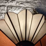 Pair of mother-of-pearl and brass fan wall lamps