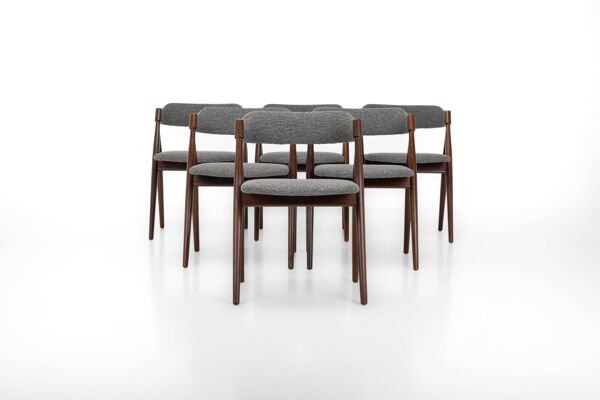 Lot de 6 chaises de salle à manger vintage en bouclé gris