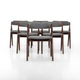 Set of 6 vintage dining chairs in grey bouclé