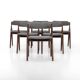 Set of 6 vintage dining chairs in grey bouclé