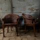 4 fauteuils en rotin foncé