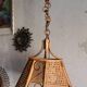 Lustre en rotin et cannage vintage