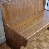Vintage oak bench with storage box, two seats, 104 cm