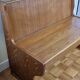 Vintage oak bench with storage compartment, two-seater, 104 cm