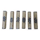6 old blue flower terracotta knife holders