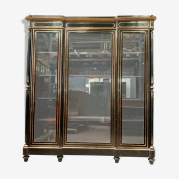Three-door library Napoleon III in blackened wood Showcase XIX century