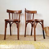Pair of vintage wooden bistro chairs