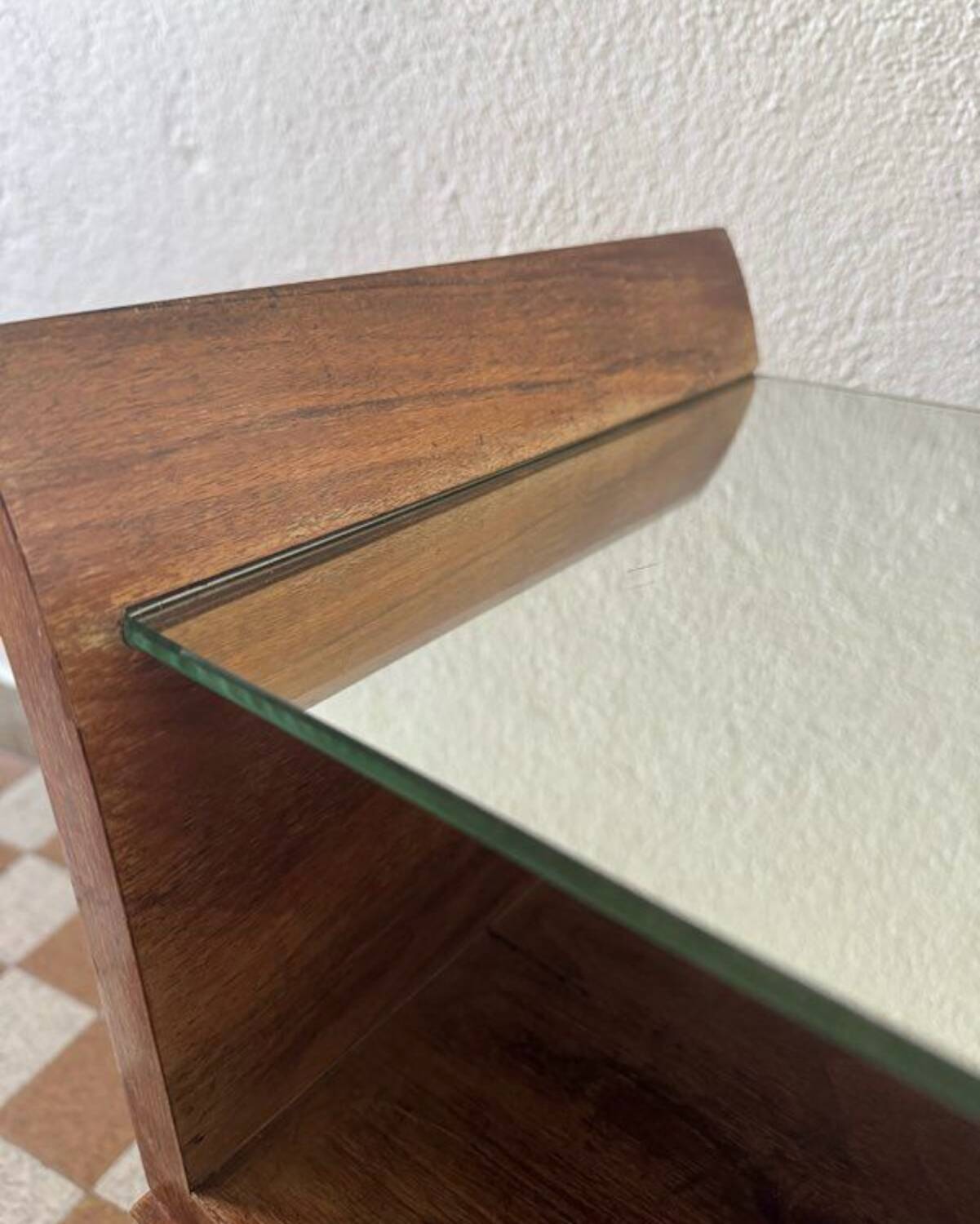 Art Deco bedside table in wood and mirror