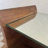 Art Deco bedside table in wood and mirror