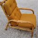 Living room sofa, 2 armchairs and a vintage rattan coffee table from the 1950s.