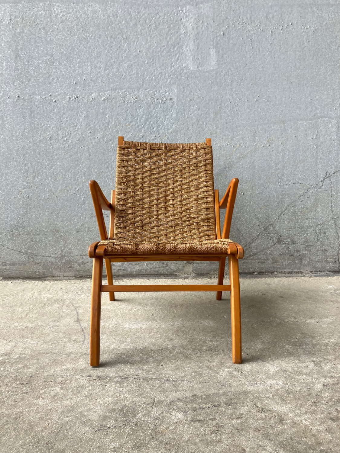Woven rope armchair, Netherlands, 1950