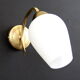 Pair of wall lamp in brass and glass white opaline, vintage