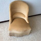 Yellow velvet toad armchair