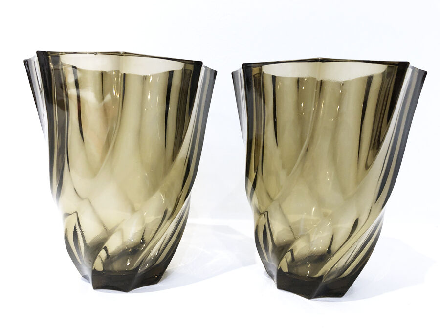 Pair of black glass vases, 1970
