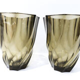 Paire de vases en verre noir, 1970