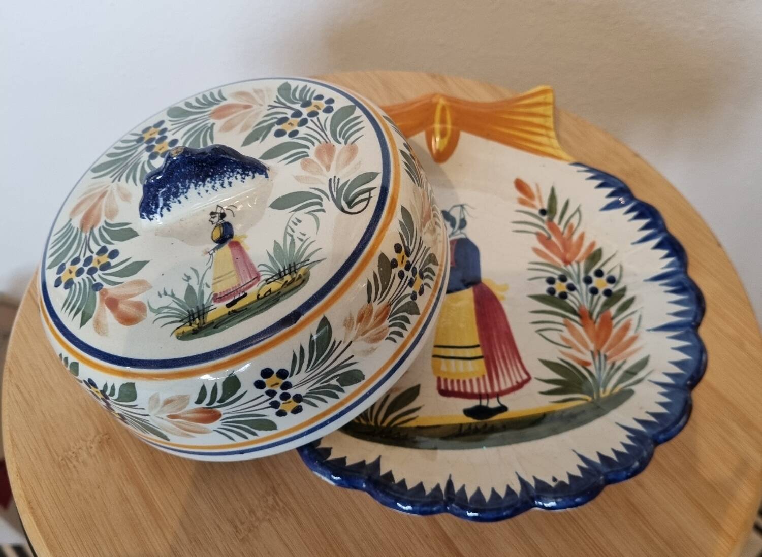 Henriot Quimper Brittany Butter Dish 1950/60